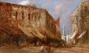 Rue Animee A Constantinople by Edouard-Jacques Dufeu