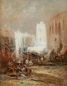 Rue Animee A Constantinople by Edouard-Jacques Dufeu