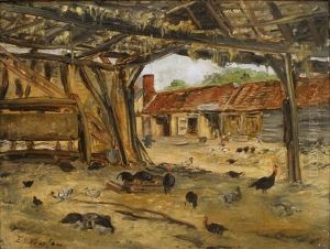 La Scene De Basse-cour by Edouard-Jacques Dufeu