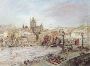 Vue D'une Ville (de L'adriatique?) by Edouard-Jacques Dufeu