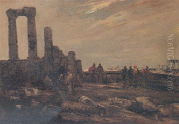 Arab Figures Among Ruins - view 1