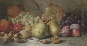 Pears, Plums, Grapes, Pomegranites And Hazelnuts