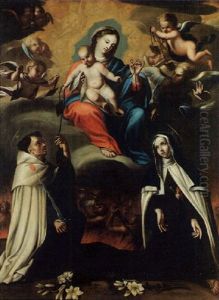 La Vierge Apparaissant A Saint-simon Et Sainte-therese