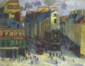Paris, Scene De Rue by Georges Leon Dufrenoy