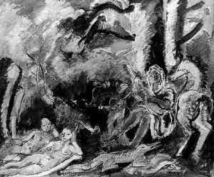 Lion Et Musicien Dans La Jungle by Charles Georges Dufresne