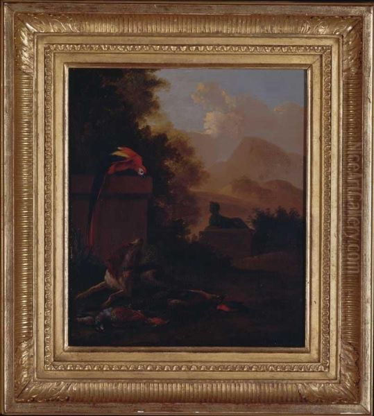 Southern Landscape With A Parrot A Spaniel And Dead Game - view 1