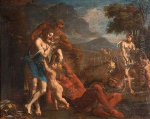 Nymphes Et Satyres Buvant by Charles Alphonse Dufresnoy