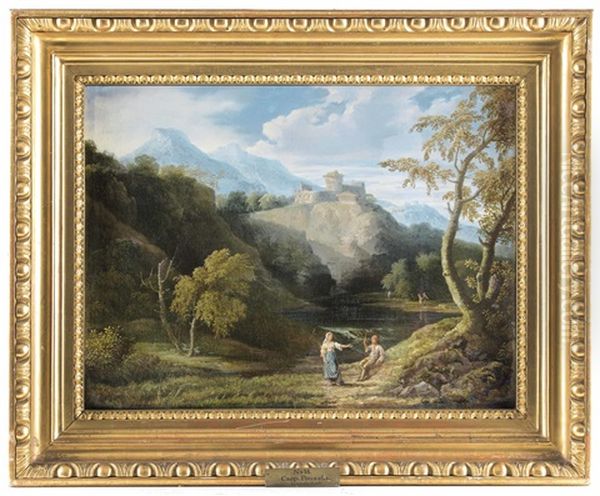 Burgen In Den Colli Albani? Mit Gewasser Und Figurenstaffage - view 1