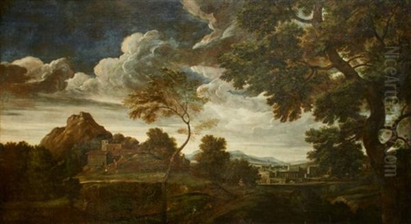Figures In An Estensive Landscape, A City In The Middle Distance - view 1