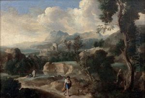 Promeneur Et Son Chien Dans Un Paysage