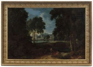 Paysage Classique Anime De Personnages by Gaspard Dughet