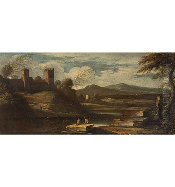 Landschaft In Der Umgebung Von Rom Mit Fischern - view 1