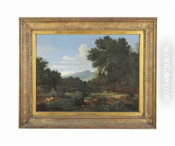 An Extensive River Landscape With Classical Figures At Rest - view 1
