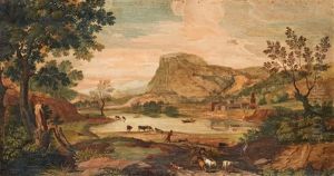 Italienskt Landskap Med Staffagefigurer by Gaspard Dughet