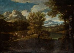 Paisaje Con Campesinos by Gaspard Dughet