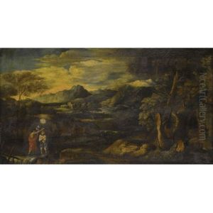 Arcadian Landscape With The Baptism Of Christ by Gaspard Dughet