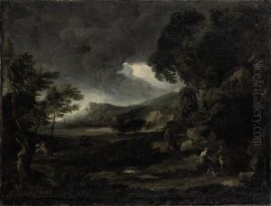 Landscape With Figures Seeking Shelter From The Stormy Weather