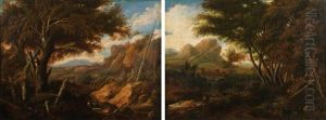 Paysages Aux Arbres Et Forteresse (pair)