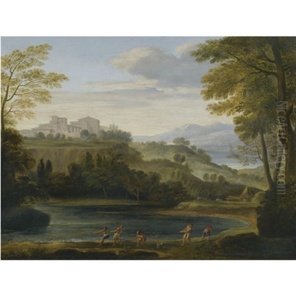 A Classical Landscape With Fishermen Drawing In Their Nets - view 1