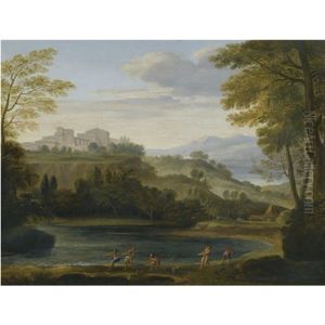 A Classical Landscape With Fishermen Drawing In Their Nets A Classical Landscape With Fishermen Drawing In Their Nets