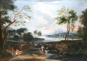 An Italianate Coastal Landscape by Gaspard Dughet