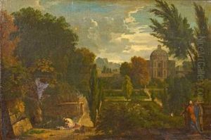 Susanna And The Elders In A Mountain Landscape With Two Men Watching Susanna Bathing