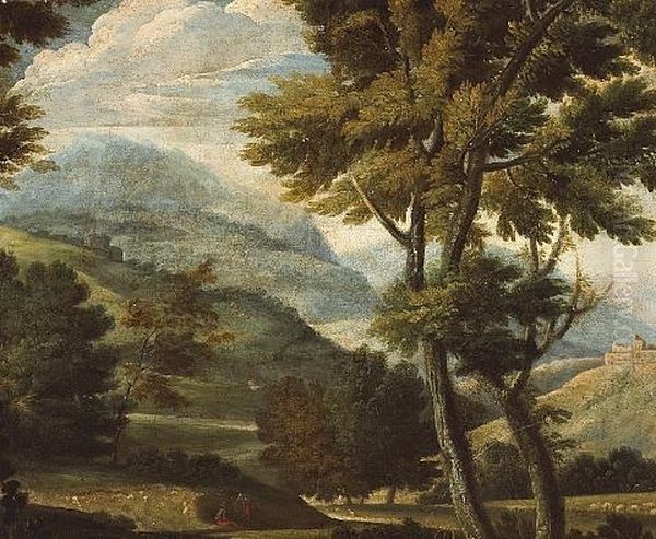 An Extensive Landscape With Figures On A Road - view 1