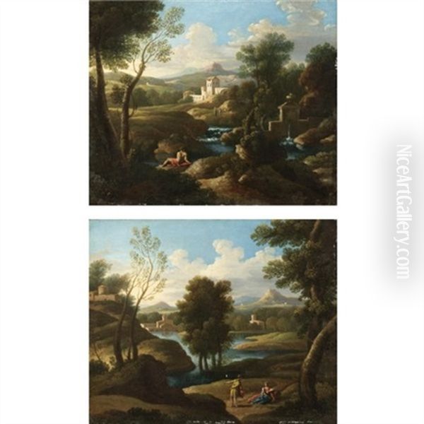 Paesaggio Con Figure Vicino A Un Fiume (+ Another; Pair) - view 1