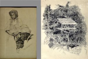 Landschaften Und Figurenstudie. by Leo Arndt