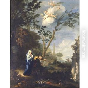 Landscape With The Flight Into Egypt (attr. In Collab. W/filippo Lauri) by Gaspard Dughet