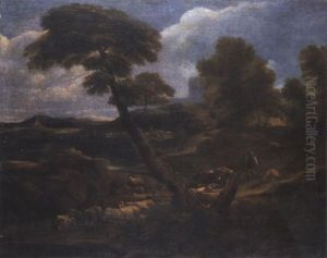 Paesaggio Lacustre Con Figure by Gaspard Dughet
