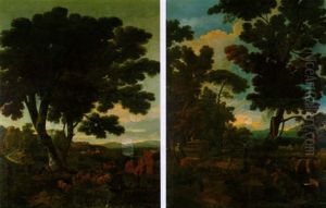 Paesaggio Boscoso Con Pastori E Gregge