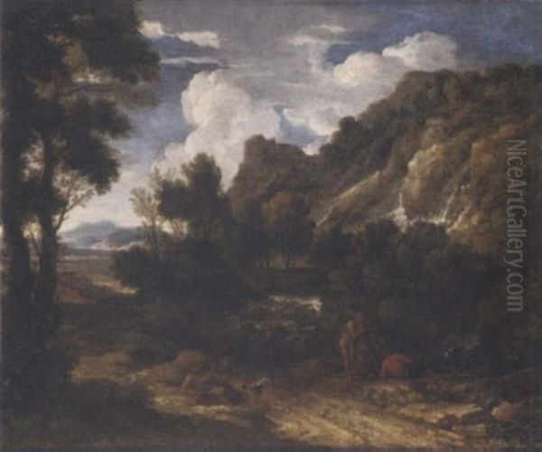 A Classical Landscape With Peasants Resting Beside A Track - view 1