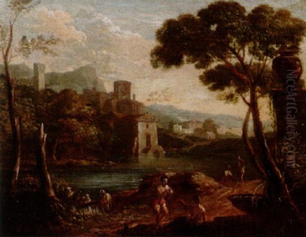 Italieniserande Landskap Med Figurer - view 1