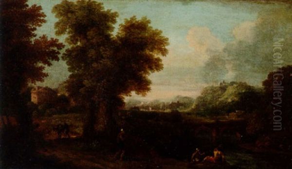 Italieniserande Landskap Med Figurer - view 1