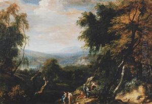 Waldlandschaft Mit Figurenstaffage by Gaspard Dughet