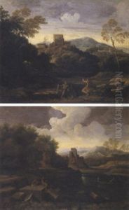 Paesaggio Fluviali Con Rovine E Figure
