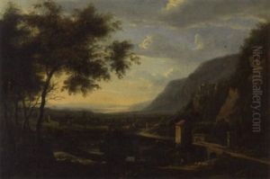 An Italianate Landscape With Figures In The Foreground by Gaspard Dughet