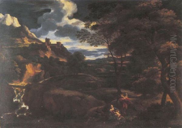 An Extensive Italianate Landscape With The Rest On The Flight Into Egypt - view 1