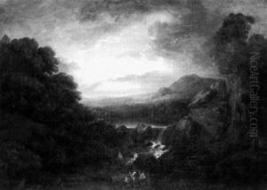 Italianate River Landscape With Travelers by Gaspard Dughet
