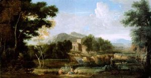 Sudliche Landschaft Mit Figuren by Gaspard Dughet