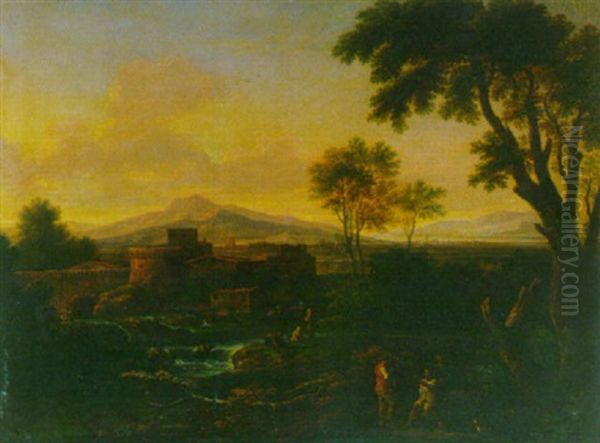 Flusslandschaft Mit Festung Und Figurenstaffage - view 1