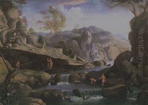Paisaje Italiano Con Cascadas