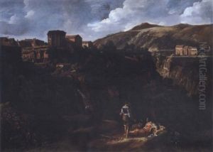 A View Of The Cascade At Tivoli by Gaspard Dughet
