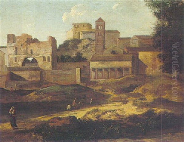 A Classical Landscape With Figures Outside A Town - view 1
