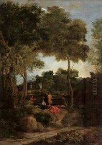 A Classical Landscape With Shepherds And A Shepherdess On A Bank By A Road In The Foreground A Classical Landscape With Shepherds And A Shepherdess On A Bank By A Road In The Foreground