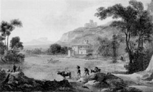 Travellers In An Italianate Landscape by Gaspard Dughet