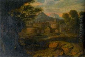 A Classical Landscape With A Town By A River A Classical Landscape With A Town By A River