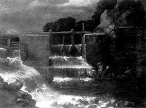 Notturno: Pescatori Di Frondo Presso La Chiusa Artificiale Du Un Fiume by Gaspard Dughet