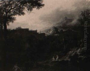 Sudliche Landschaft Mit Einer Stadt by Gaspard Dughet